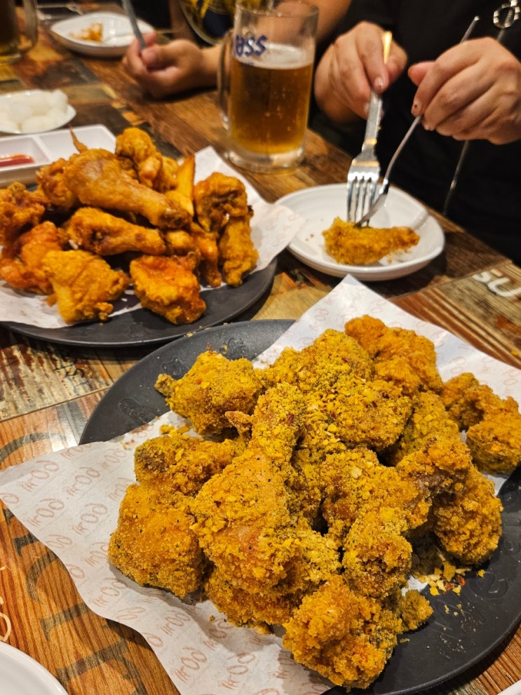  신도림) 60계치킨 : 신도림 주민답게 가족 모임으로 7명 치맥데이 | 크랑이치킨,크크크치킨,후라이드치킨,하하핫윙 | 생맥주 500cc 5천원