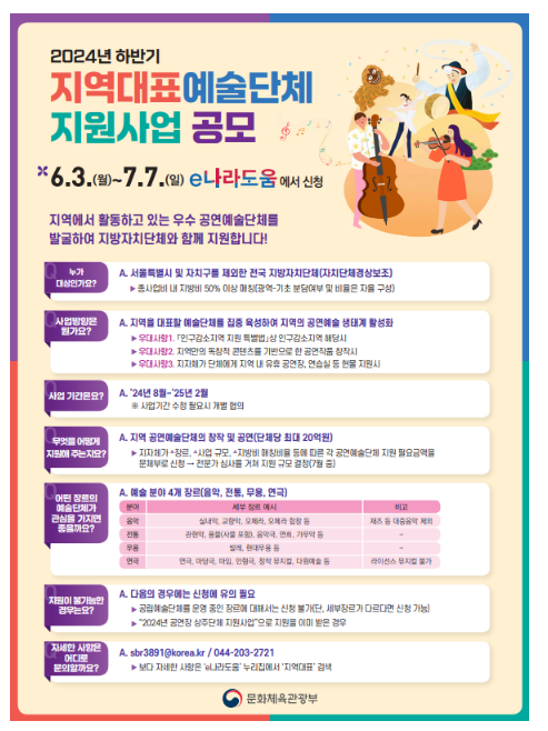 2024년 지역을 대표할 공연예술단체 추가 공모 2024년 지역을 대표할 공연예술단체 추가 공모