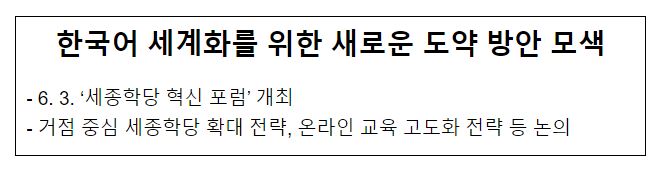 한국어 세계화를 위한 새로운 도약 방안 모색 한국어 세계화를 위한 새로운 도약 방안 모색