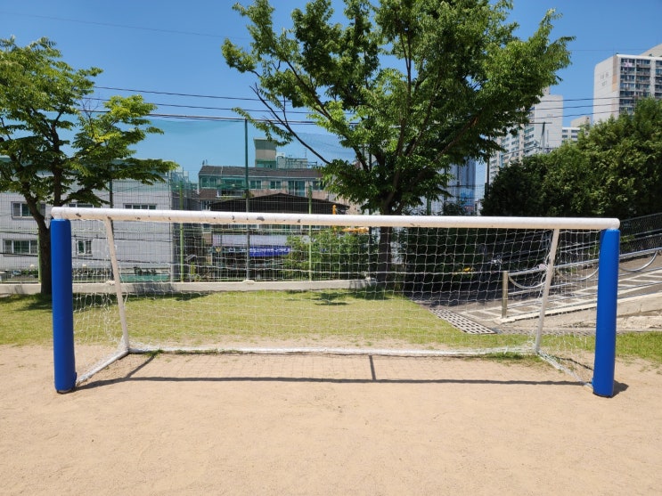  [날개스포츠] 인천심곡초교 축구골대보호대 설치, 축구골망 교체 작업