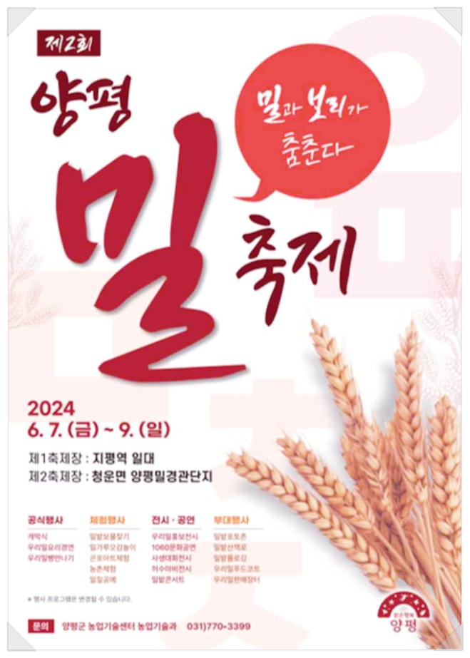  6월 축제 경기도 가볼만한곳 양평 밀축제 행사일정 기본정보