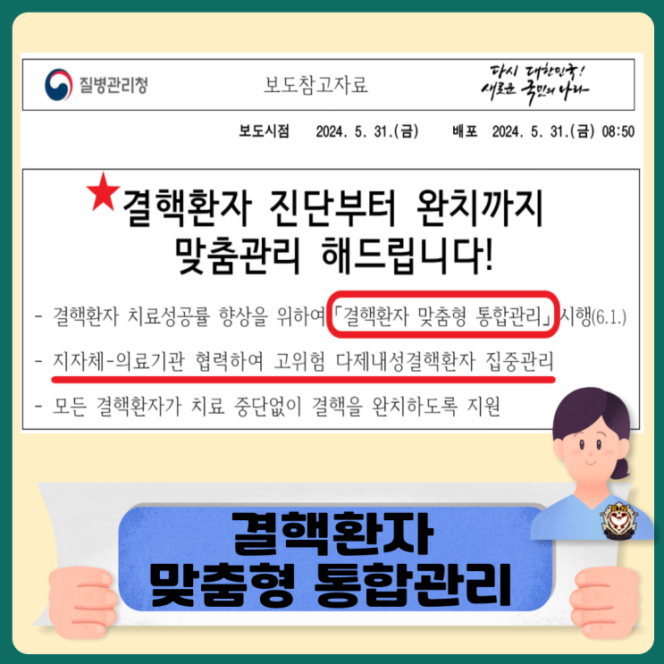  결핵환자 맞춤형 통합관리로 고위험 다제내성결핵환자 집중관리