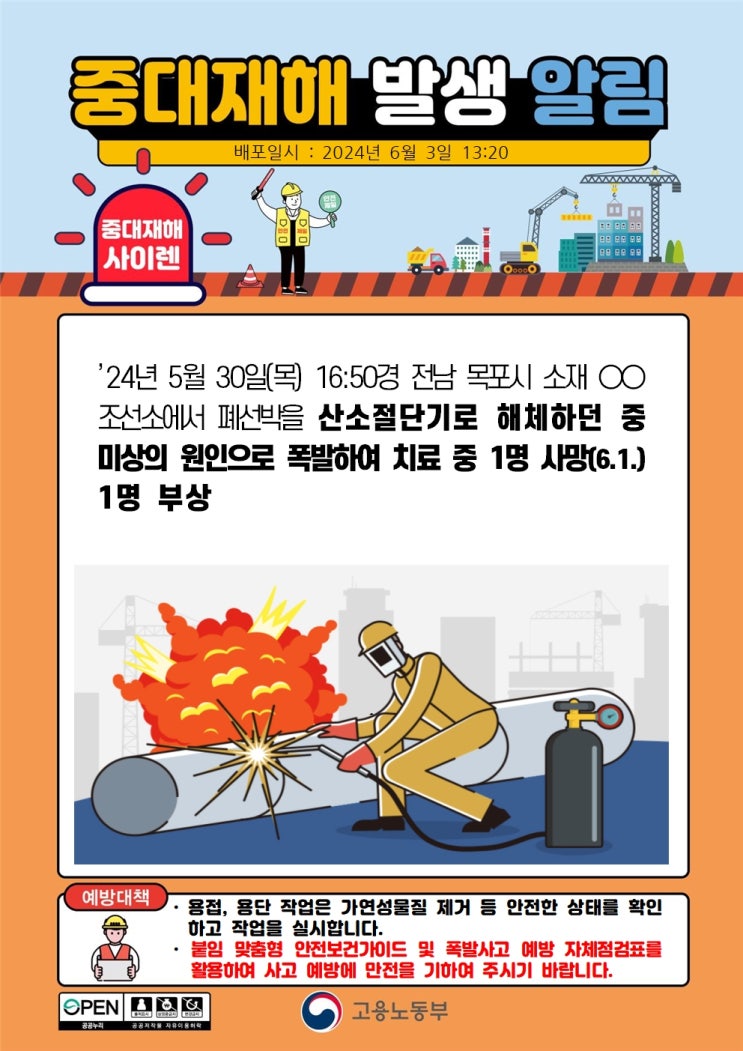  전남 목포 00조선소 폐선박 폭발 사고