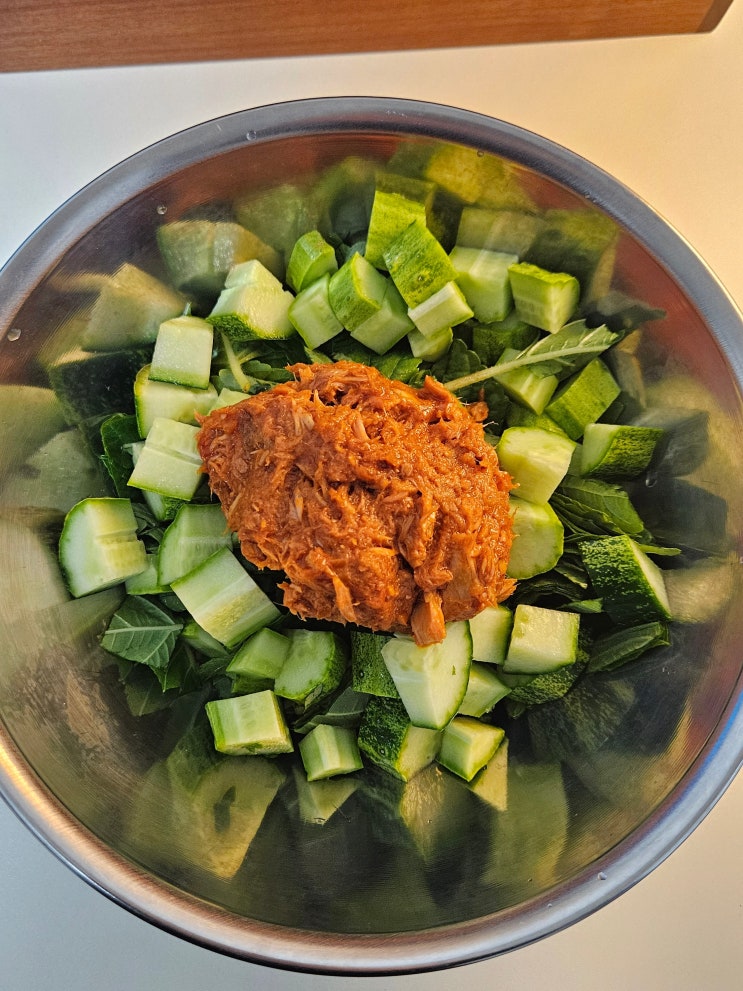  [오늘 뭐먹지] 건강하고 간단한 메뉴 추천! 깻잎 오이 참치 비빔밥!