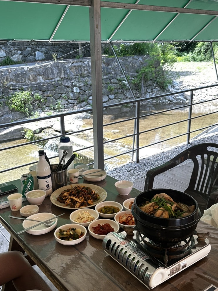  돌고개늘품 장흥계곡맛집 백숙 물놀이 후기