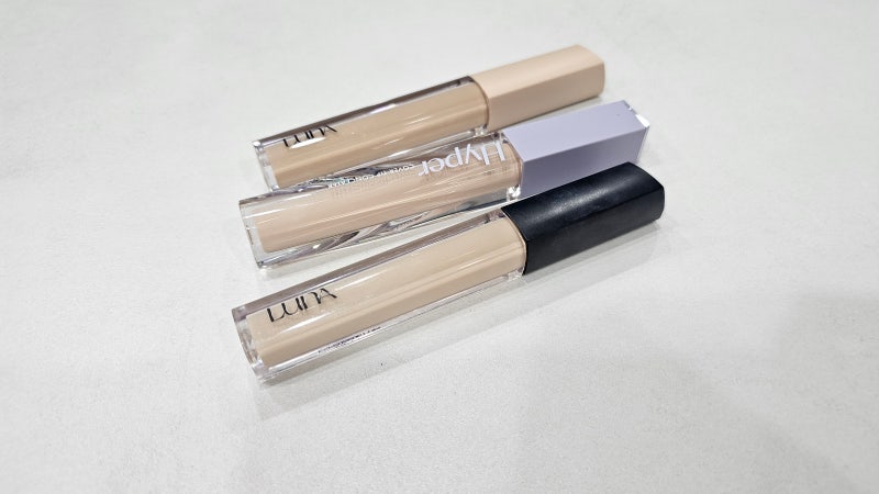 컨실러 발색비교 : 루나 컨실러 3종 픽싱핏 하이퍼 롱래스팅 아이보리, 나스 샹티이, 더샘 아....