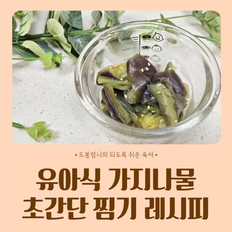  돌아기 유아식 가지나물 가지큐브 무염반찬 초간단 찜기 레시피