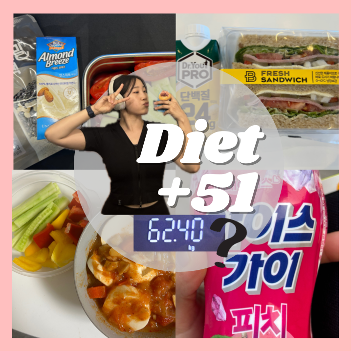  다이어트 51일차 |6월목표 50kg대 진입! | -4.9kg | 천계유산소루틴 30분 |  몸무게가 이상하다
