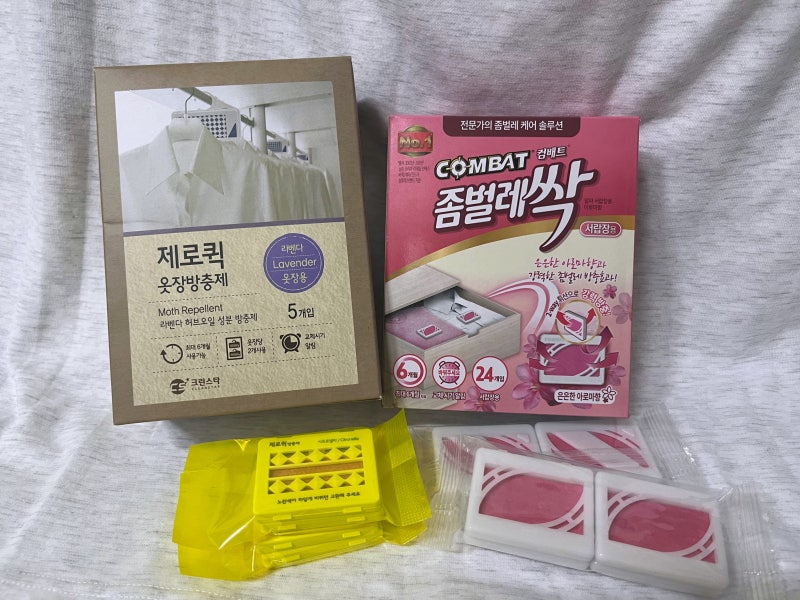[좀벌레 퇴치제 내돈내산 비교] 컴배트 좀벌레싹 & 이마트 제로퀵 기피제 (서랍장용,옷걸이용....