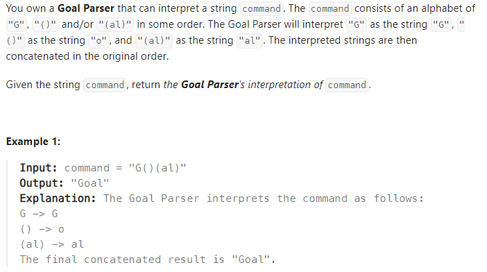  JAVA_LeetCode 1678_Goal Parser Interpretation