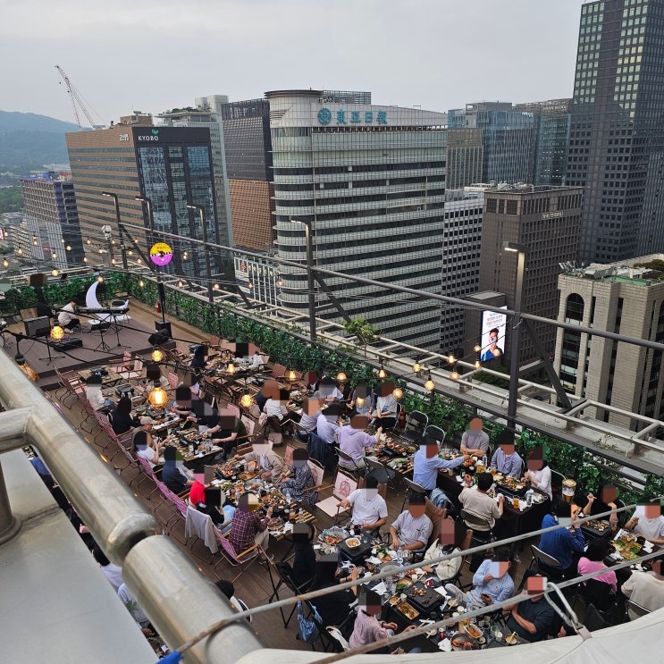  [서울시청 맛집] 코리아나호텔 《광화문 달빛야장》 25층 야외 루프탑에서 즐기는 제주흑돼지 바베큐