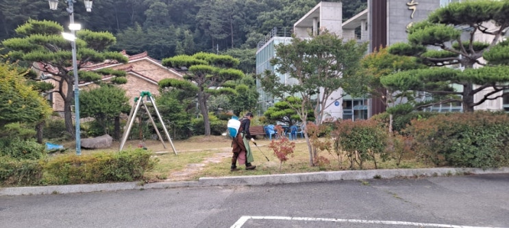  양산시 용암길 오리고기 전문점 '상록수 오리명가' 정원 및 주차장 주변 예초 및 제초대행("양산예초대행")