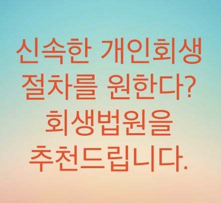  개인회생 절차를 빨리 끝내고 싶으면  회생법원을 이용하세요 (인가결정 빨리 받는 방법)
