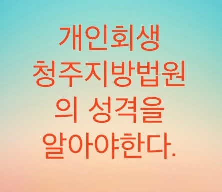  개인회생 청주지방법원의 성격을 알아야한다