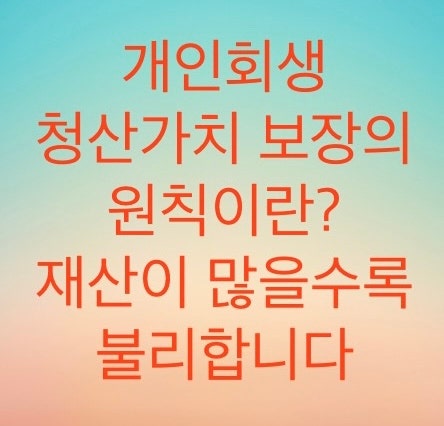  개인회생 청산가치 보장의 원칙을 알아보자(개인회생은 재산이 많을수록 불리합니다)