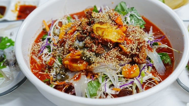  골든베이cc 맛집, 스톤비치cc 맛집 신진도 하늘수산 오징어 물회 및 오징어 요리 3종세트 강추!!