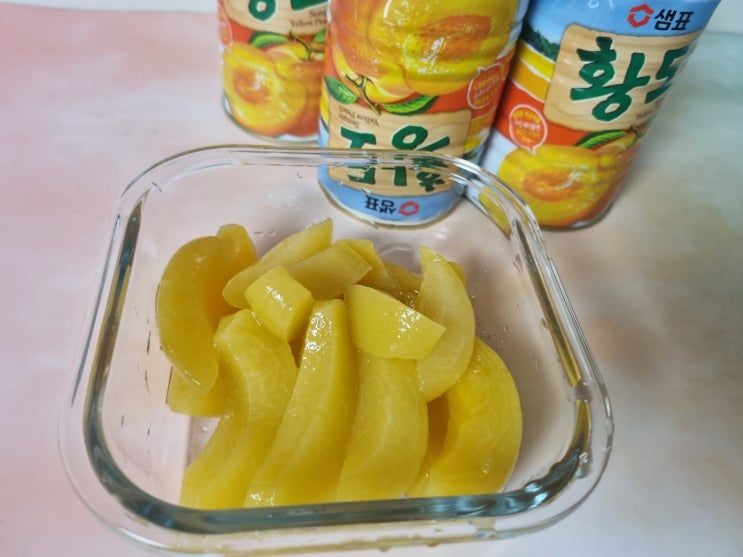  쿠팡 샘표 황도통조림 400g 주스 샤베트 아이스크림만들기