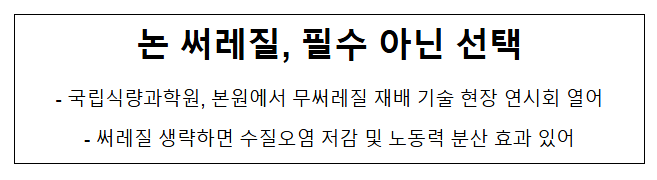 논 써레질, 필수 아닌 선택 논 써레질, 필수 아닌 선택