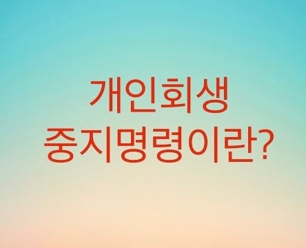  개인회생 중지명령에 대해서 알아보자  (압류절차를 막을수 있는 수단과 방법)