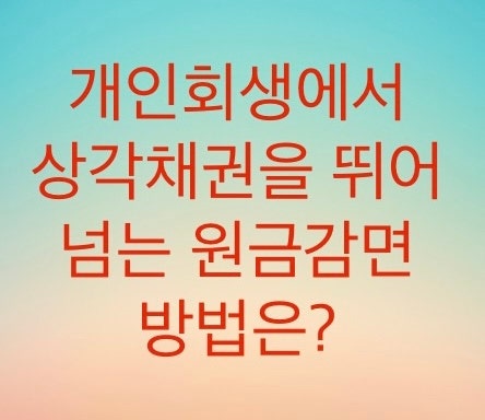  개인회생에서 상각채권을 뛰어넘는 감면율을 만드는 방법에 대해서 알아보자