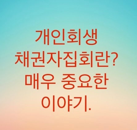  개인회생 채권자집회의 중요성을 알아보자. (신용회복위원회를 통한 개인워크아웃을 준비하실분들은 꼭 다녀오세요.)