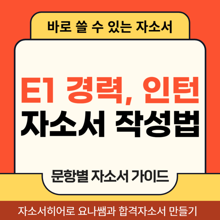  E1 채용 자소서, 채용연계형 인턴 및 경력직 합격 자기소개서 작성 방법