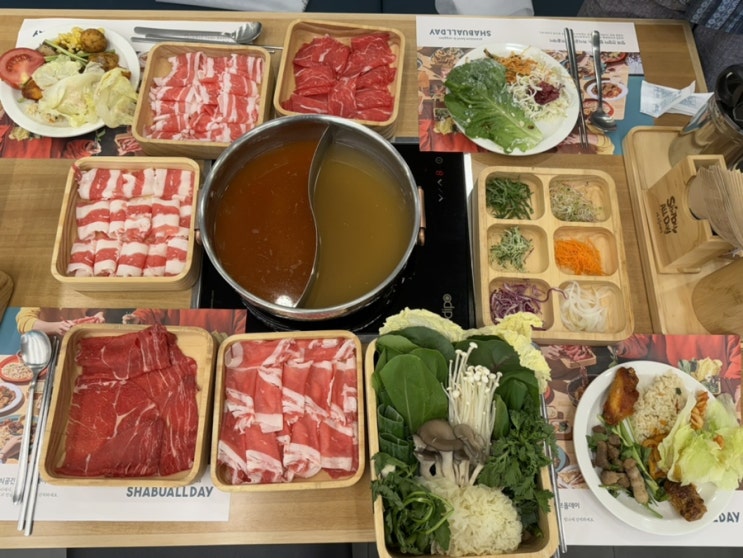  [샤브올데이 당산점] 내돈내산 퀄리티 높은 샤브샤브 뷔페 고기 맥주 무제한 런치 주차 웨이팅 후기 샐러드바 사진 많음