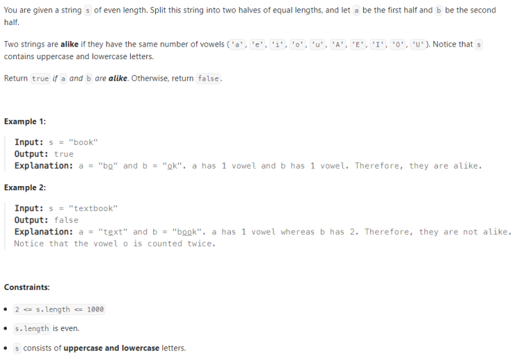  JAVA_LeetCode 1704_Determine if String Halves Are Alike