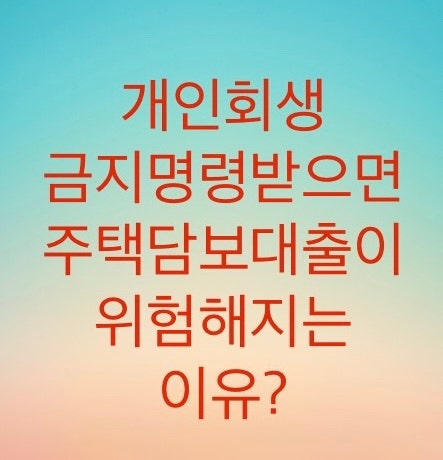  주택담보대출을 보유하고 개인회생을 진행할때, 금지명령은 오히려 독이 될수도 있습니다.