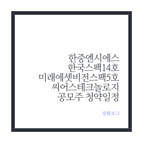  한중엔시에스 한국스팩 14호 미래에셋비전스팩5호 씨어스테크놀로지 공모주 일정