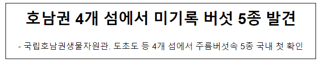 호남권 4개 섬에서 미기록 버섯 5종 발견 호남권 4개 섬에서 미기록 버섯 5종 발견