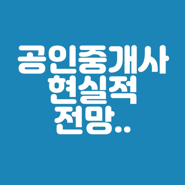  공인중개사의 현실적 전망에 대해 알아봅시다 ....