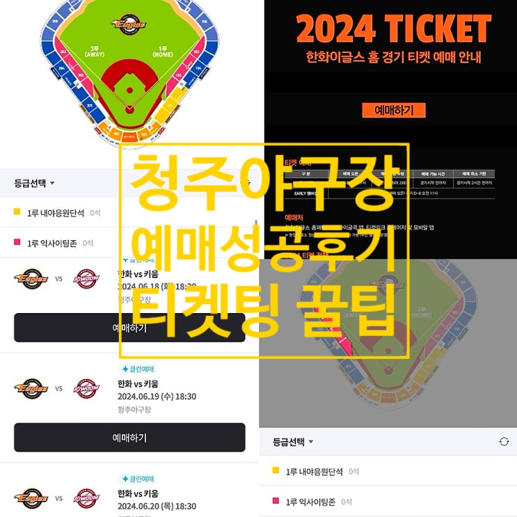  청주야구장 익사이팅존 좌석 예매 티켓팅 성공 후기