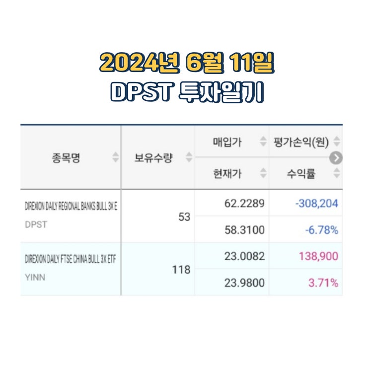  2024년 6월 11일 DPST YINN 투자일기