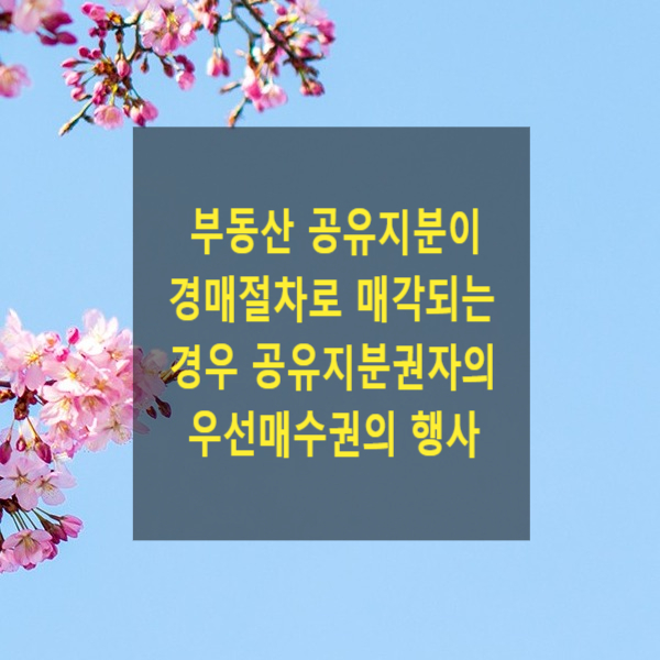  부동산 공유지분이 경매절차로 매각되는 경우 공유지분권자의 우선매수권의 행사