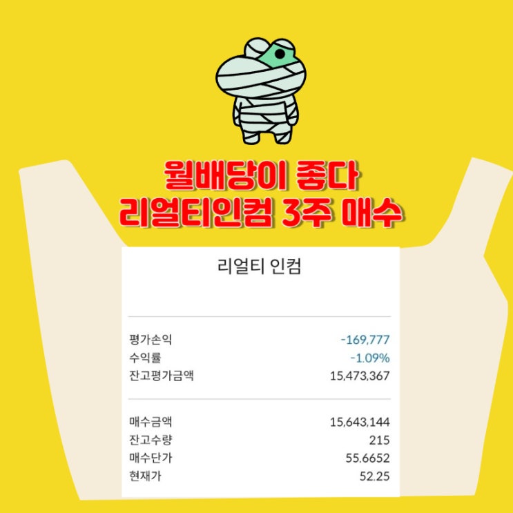  월배당의 매력!!! 리얼티인컴 3주 매수 [215주 보유] 2024.06