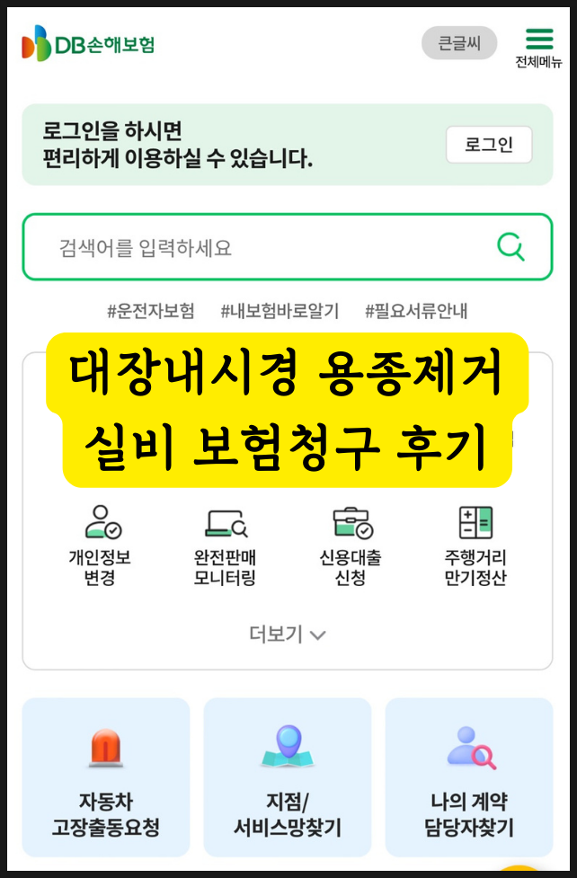 대장 내시경 용종 제거 실비 보험 청구 후기 DB손해보험