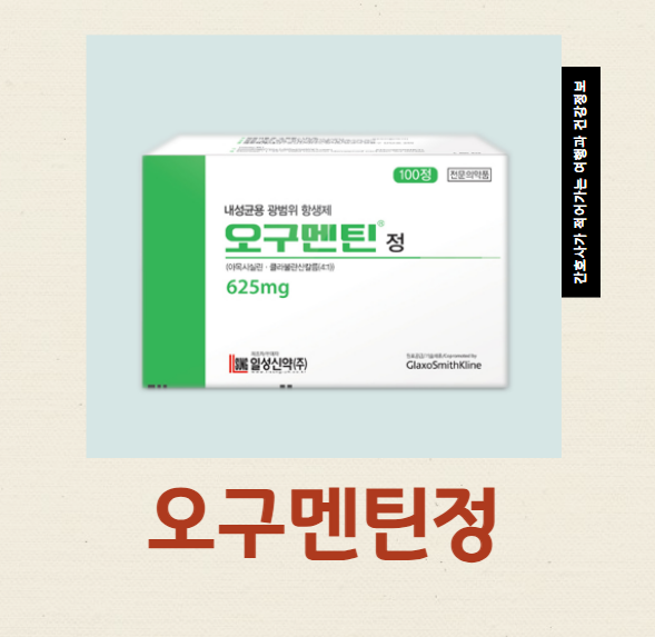  오구멘틴정 항생제 375mg 625mg 효과 부작용 성분 약리작용 적응증