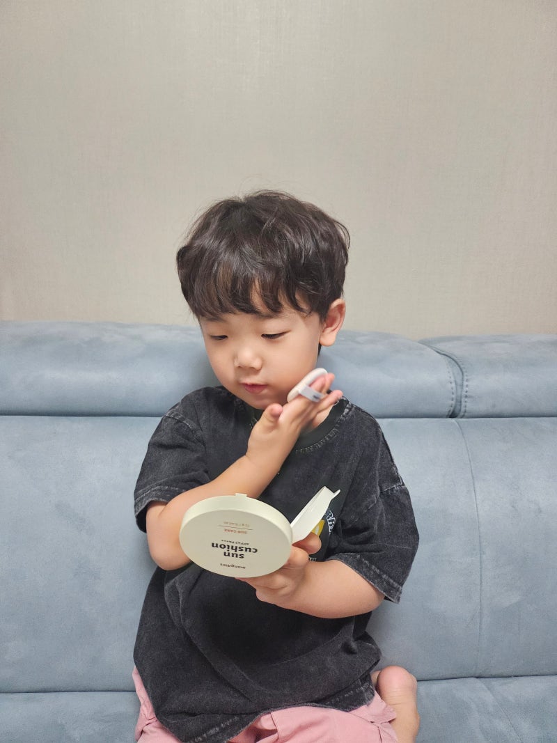 어린이 썬쿠션 눈시림 없는 몽디에스 유아썬팩트