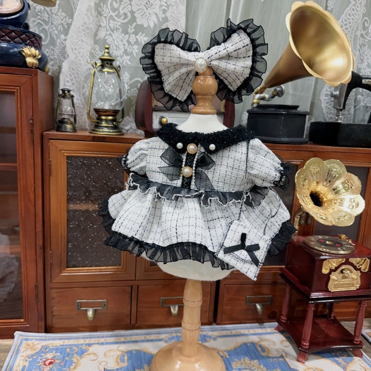  20cm 트위드 카라 원피스 세트 인형옷 롱바디 체형 아이돌인형옷