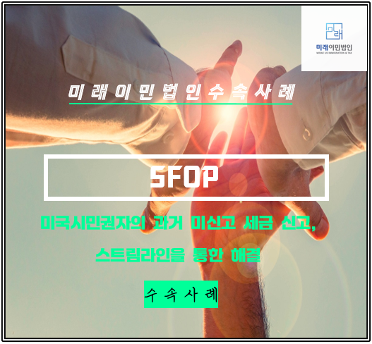  [미래이민법인] 과거 미신고 미국 세금, 스트림라인을 통한 해결 수속 사례
