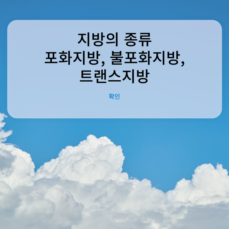  지방의 종류 포화지방 불포화지방 트랜스지방
