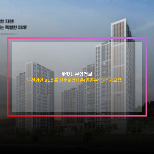 경기 APT 분양 정보 부천괴안 B1블록 신혼희망타운(공공분양)... 