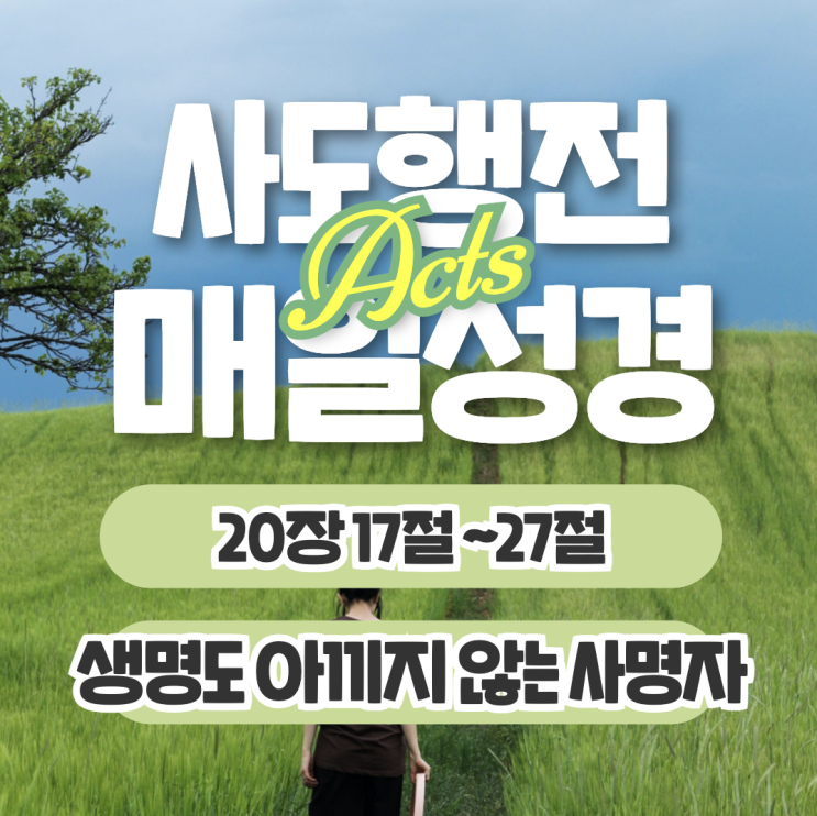 매일성경 묵상 6월 14일 사도행전 20장17절~27절 "생명도 아끼지 않는 사명자" 매일성경 묵상 6월 14일 사도행전 20장17절~27절 "생명도 아끼지 않는 사명자"