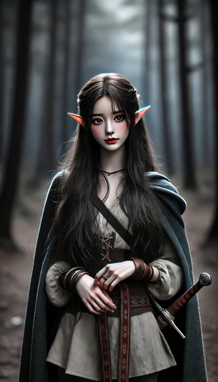  자캐 고독 속에서 살아가는 슬픈 눈동자의 엘프 소녀