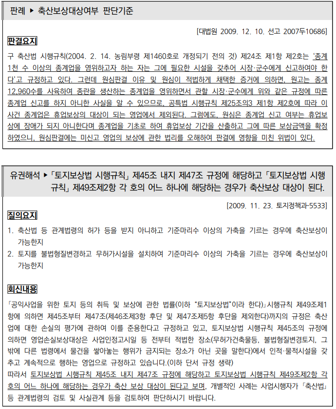  토지수용업무편람_축산업,휴직/실직 손실보상 등