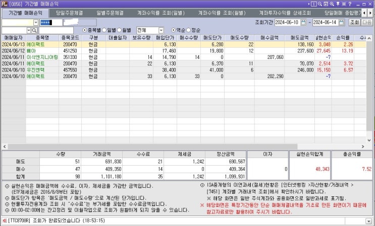  6월 둘째주 매매내역