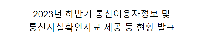 2023년 하반기 통신이용자정보 및 통신사실확인자료 제공 등 현황 발표 2023년 하반기 통신이용자정보 및 통신사실확인자료 제공 등 현황 발표
