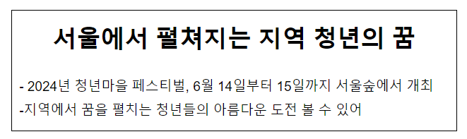 서울에서 펼쳐지는 지역 청년의 꿈 서울에서 펼쳐지는 지역 청년의 꿈