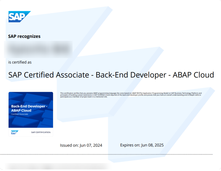  [SAP] 자격증(Certification Exam) - 5 ( FI, TR, ABAP Cloud 3개 최종 합격 후기 )